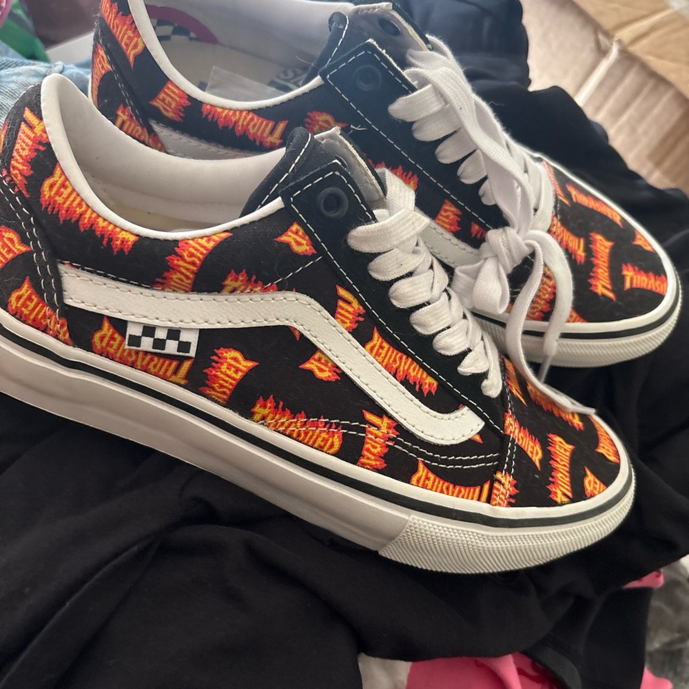Vans Flame Print Sneakers - Black and Red